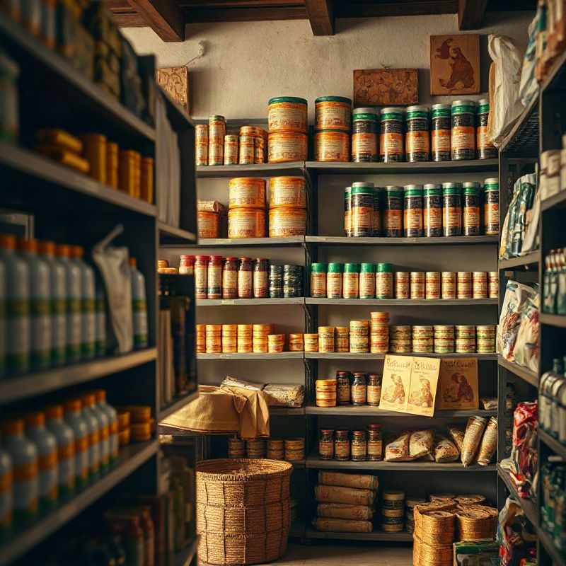 Neatly arranged product shelves in a small Kisumu shop with warm natural light